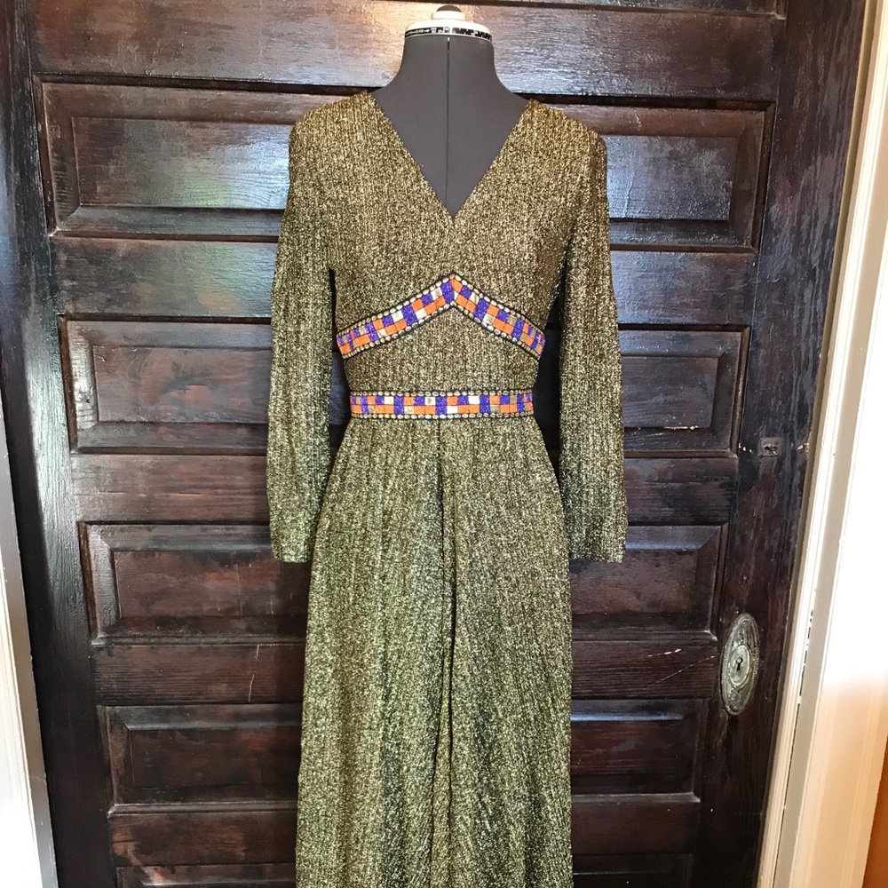 Vintage Lee Jordan Metallic  Empire Waist Dress